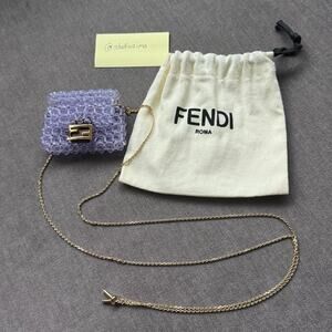 Fendi Baguette Micro Bag in Pico Purple Mini Beaded Charm